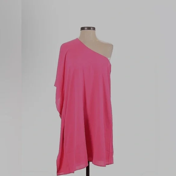 Show Me Your MuMu Hot Pink One-Shoulder Dolman Sleeve Cocktail Dress L NWT - Picture 1 of 3